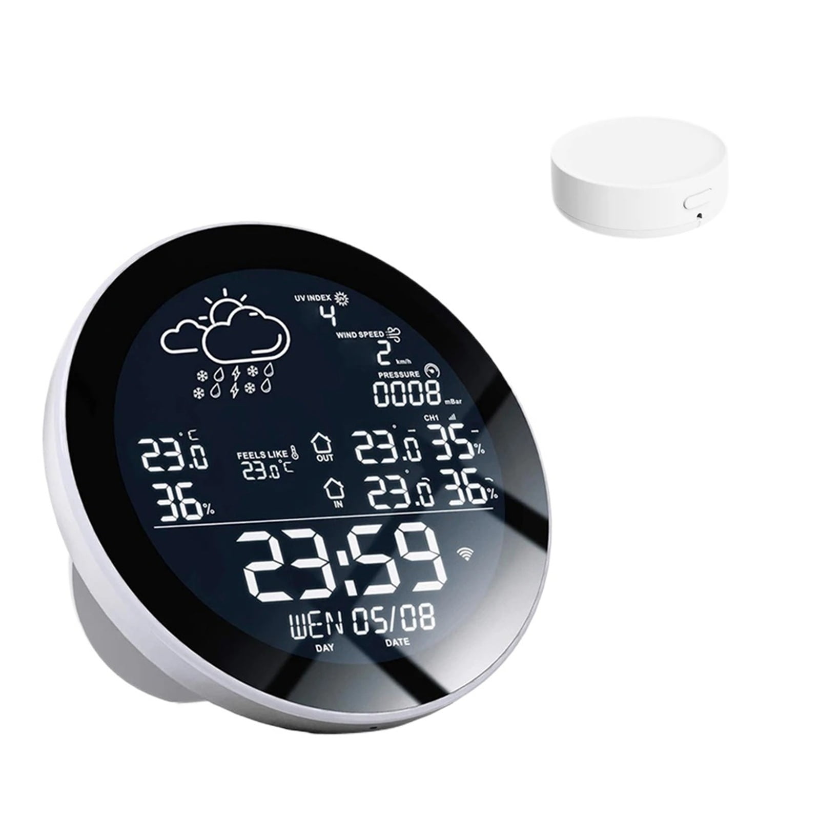 Smart WiFi Weather Station, Indoor and Outdoor Intelligent Thermometer, Wireless Sensor, Hygrometer