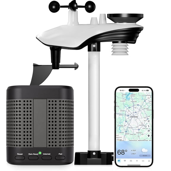 Smart WiFi Weather Station Without Display, Weatherseed AI 24-Hour/7-Day Forecast, Indoor/Outdoor Wireless, 2-Year Data Storage, 2.4G Only