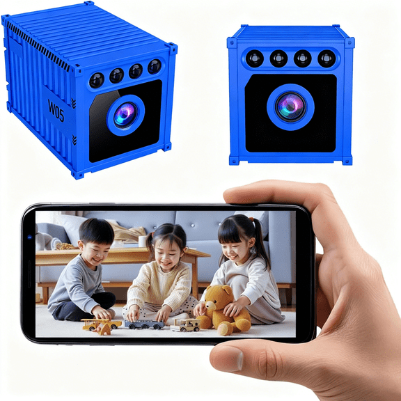 Smart WiFi Wireless Indoor Camera, Mini Container Security Cam with AI Motion Detection, Night Vision, Cloud Storage, Rechargeable Battery, Baby & Pet Monitor