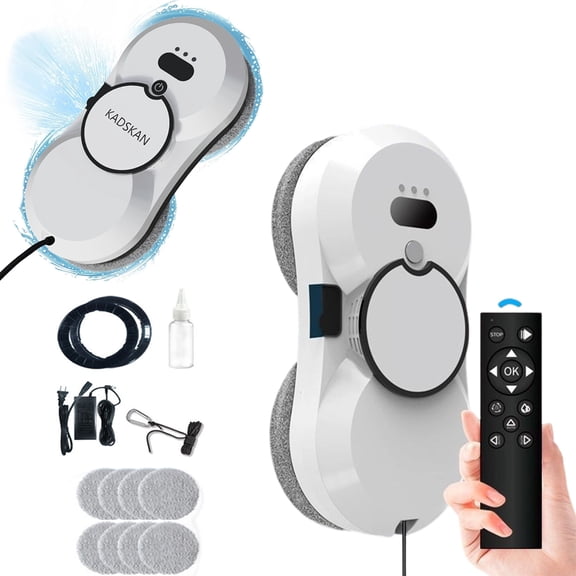 Smart Window Cleaning Robot, Automatic Window Cleaner with Water Spray, Window Vacuum Cleaner with Remote Control Windows/Tiles/Class Door Indoor Outdoor
