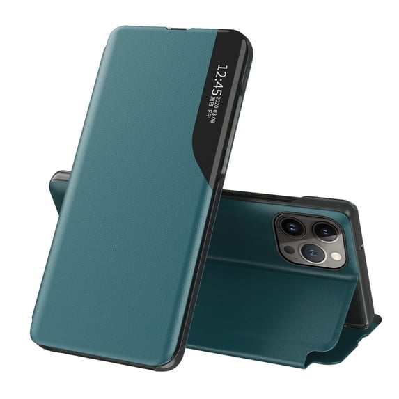 Smart Window Phone Case for Apple iPhone 11 Pro Max, TPU Leather Shockproof Protective with Magnetic Kickstand Phone Cover for Apple iPhone 11 Pro Max,Cyan
