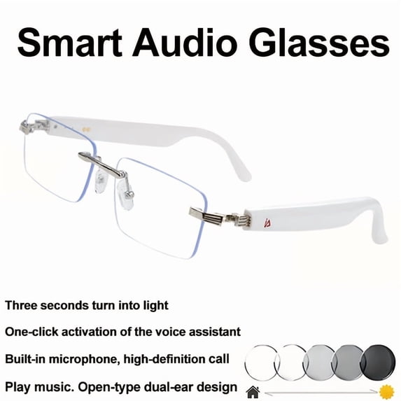 Smart Wireless 5.3 Glasses: Bluetooth Calls, Music, Sports Headphones, Rechargeable, HIFI Sound, Anti Blue Light & UV Lens, Unisex Tech Gift for Birthday Christmas Halloween