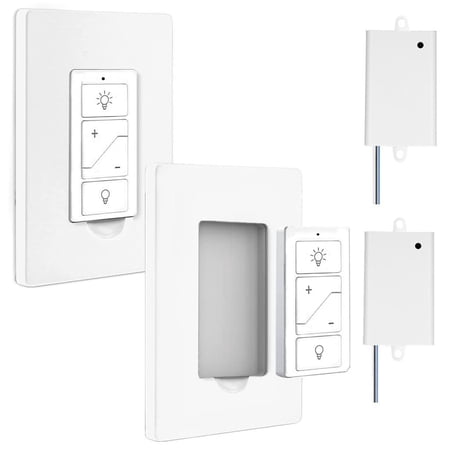 Smart Wireless Light Switch and Receiver Kit,Brightness Adjustable,120ft RF Range No Wiring Mini Remote Control with Wall Plate,Voice Control,Bluetooth Work with Amazon Alexa Only