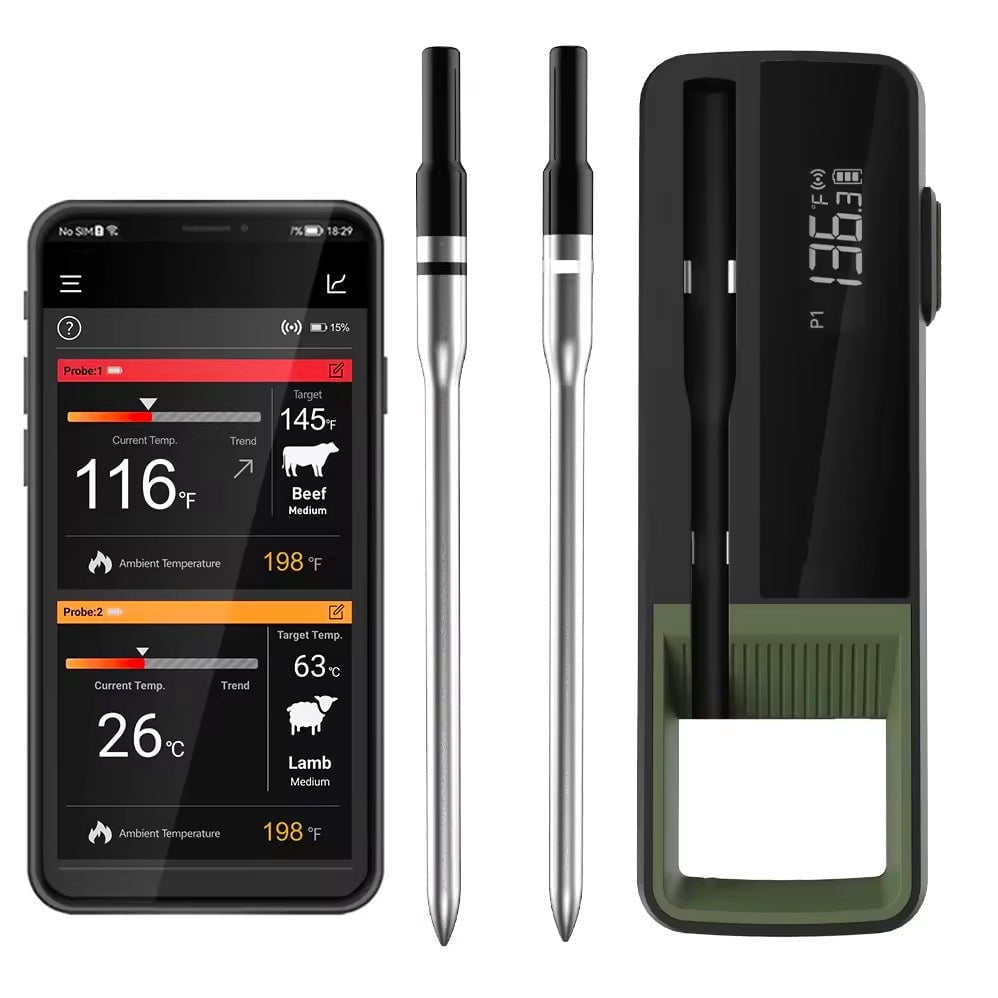 Wireless Long Range Dual Probe Meat Thermometer