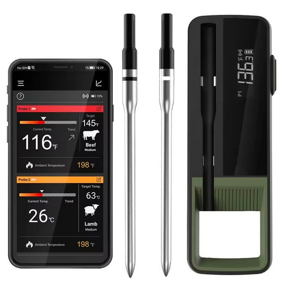 Wireless Long Range Dual Probe Meat Thermometer