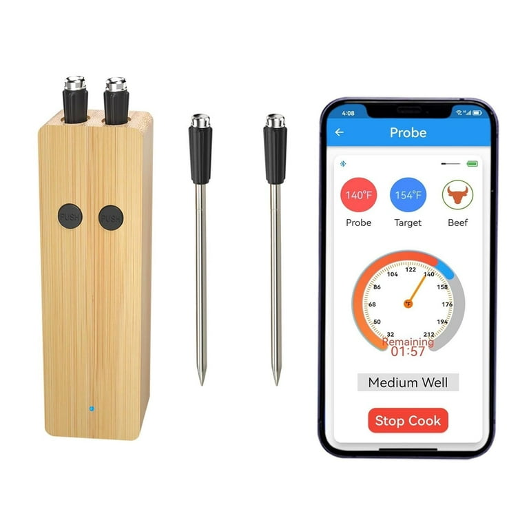 Smart Wireless Meat Thermometer 360FT APP Control Bluetooth Wireless  Digital Cooking Thermometer for Grilling and /BBQ/Oven/Smoker/Air  Fryer/Stove (2*Probes) 