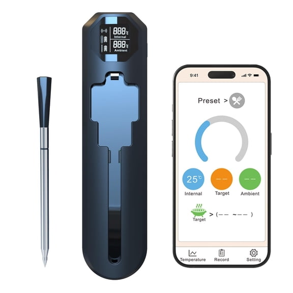 Smart Wireless Meat Thermometer with App, 500ft Range Bluetooth 5.4 BBQ Thermometer, Wire-Free Digital Food Probe with Dual Sensors for Grilling, Smoker, Oven, Rotisserie, Steak, IP67 Waterproof