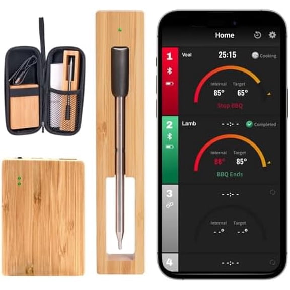 Smart Wireless Meat Thermometer Digital with App | 700FT Bluetooth Range | Oven, Grill, BBQ, Smoker, Air Fryer | Rechargeable, Waterproof, Dishwasher Safe$$Home Decor, Kitchen, & Other