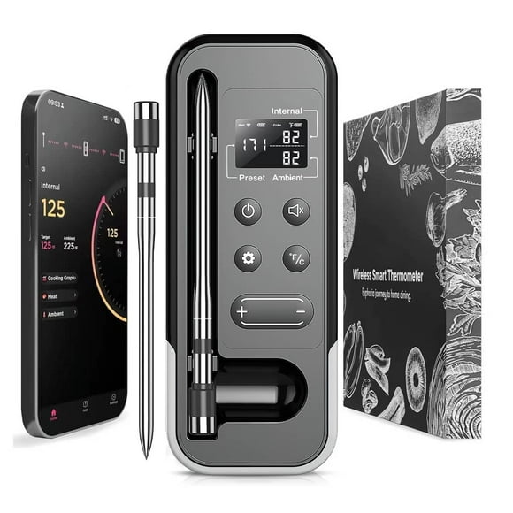 Temmio Smart Bluetooth Wireless Food Meat Thermometer Digital Cooking with Wireless Probe 800Ft Remote Range with iOS & Android App, for Smoker, BBQ, Oven, Grill