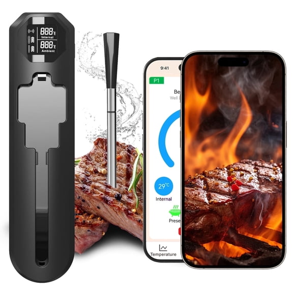 Smart Wireless Meat Thermometer with Dual Probes, Alarm Reminders, 1000FT Range, Instant Read LCD & App Control for BBQ, Grill, Smoker, Oven, Air Fryer