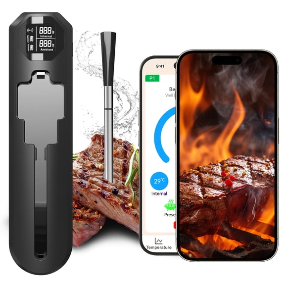 Smart Wireless Meat Thermometer with Dual Probes, Alarm Reminders, 1000FT Range, Instant Read LCD & App Control for BBQ, Grill, Smoker, Oven, Air Fryer