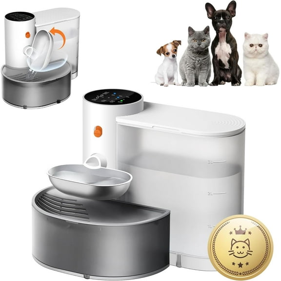 Smart Wireless Pet Water Fountain, Stainless Steel Bowl, No Filter, 3.5L Large Capacity, Rechargeable Automatic Water Dispenser for Cats and Small Dogs, Wastewater Separation Fresh Water