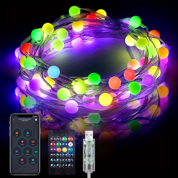 Smart Wireless RGB IC Outdoor Permanent Lights, APP & Remote Controlled Weatherproof RGB Eaves Lighting for Christmas Party Store Decor