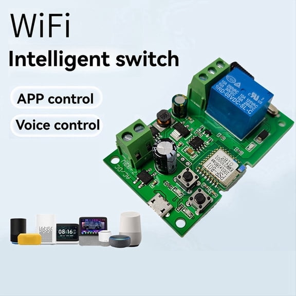 Smart Wireless Relay Module RF Remote Voice Control Single-Channel Inching Self-Locking Smart Switch
