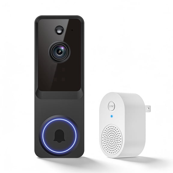 Smart Wireless Video Doorbell with 1080p HD Camera, Night Vision, Two-Way Audio, and Included Plug-in Indoor Chime Receiver