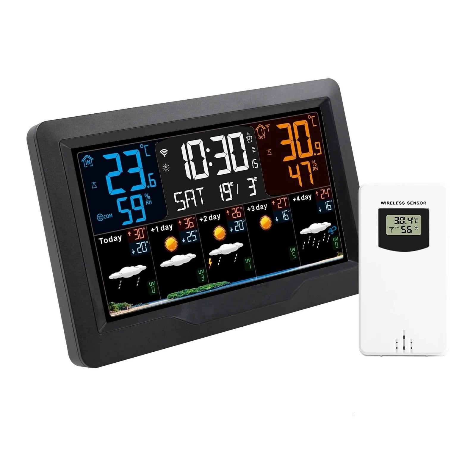 Smart Wireless Weather Station with Color Screen, App Control Temperature Meter