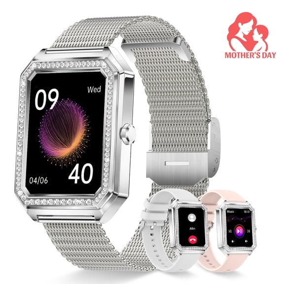 Smart Women's Fashion Smartwatch, Sports Watch, Fitness Tracker, Wireless Calling/Answering/Rejecting, Music, DIY Dial, Holiday Gift for Girlfriend/Relatives, Mother's Day