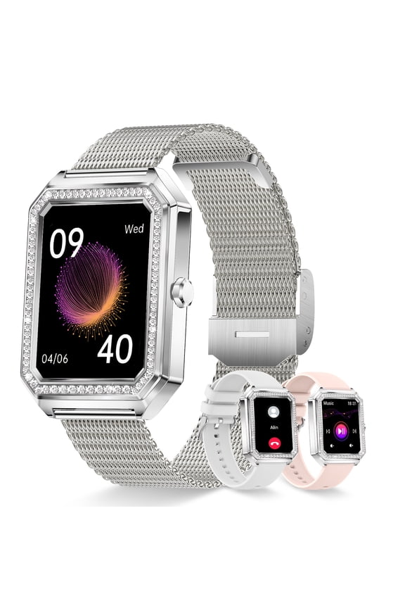 Smart Women's Fashion Smartwatch, Sports Watch, Fitness Tracker, Wireless Calling/Answering/Rejecting, Music, DIY Dial, Holiday Gift for Girlfriend/Relatives, Mother's Day