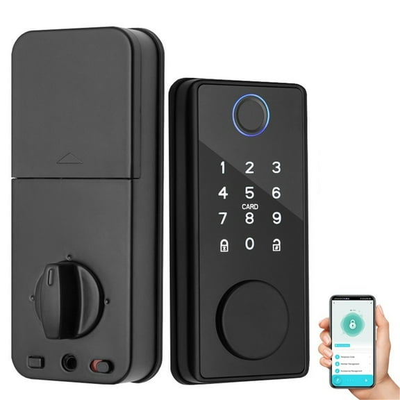 Smart Wood Door Lock Password Fingerprint Bluetooth Electronic Deadlock Mechanical Key Auto Lock APP Digital Dead Bolt Lock ,Enhanced Security