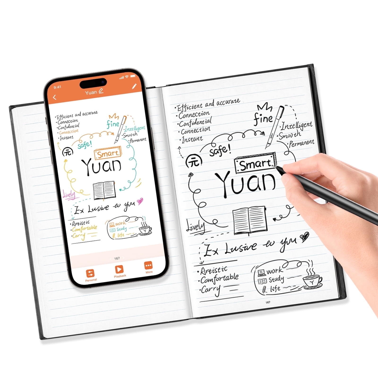 Smart Writing Set  Smart Notebook + Smart Pen with Real-Time Sync, Digitize & Store Notes, Label & Share via App
