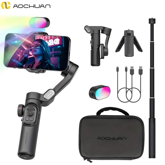 Smart XE Combo1: 3-Axis Phone Gimbal, Ultra Lightweight Foldable Stabilizer for iPhone, Samsung, Android - Perfect for Vlogging & Video Creators