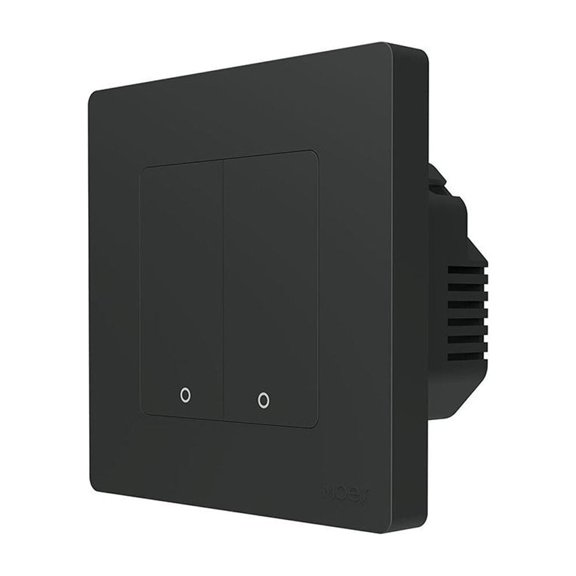 Smart for ZIGBEE Light Switch for Tuya, Star Ring Series Wall Switch with RF Remote, Elegant PC Touch Button for Home Lighting Control, 86x86mm, White and Black(2 Gang Black)