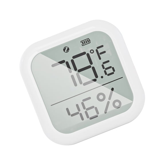 Smart ZigBee Temperature Humidity Sensor Indoor Digital Thermometer Hygrometer with Large LCD Display Remote Monitor Data Storage Record for Greenhouse Bedroom Office White 2.36 x 2.36 in