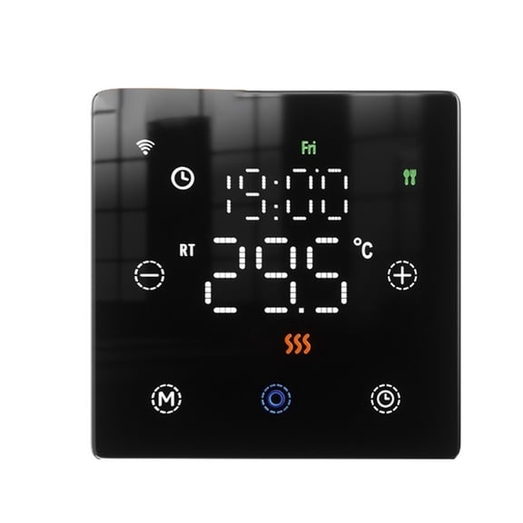 Smart For Zigbee Programmable Thermostat With Digital Display And Voice Control, Compatible For Tuya App For Alexa, 5+2 6+1 7-Day Scheduling For Gas Boiler Heating(Black)