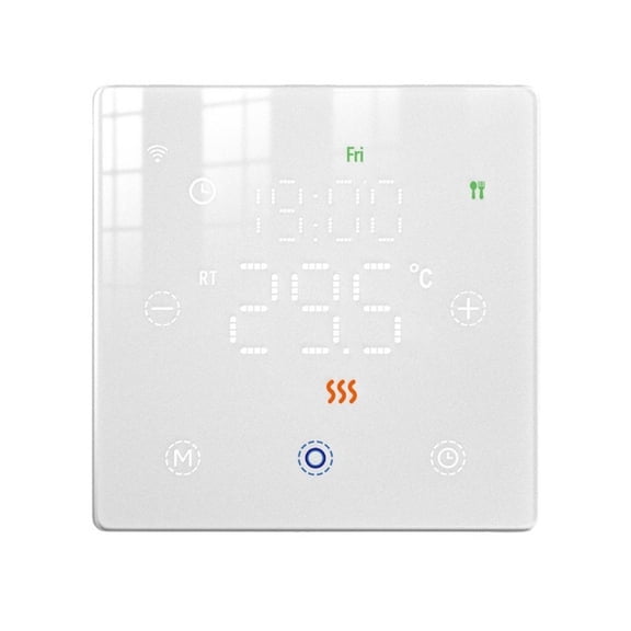 Smart For Zigbee Programmable Thermostat With Digital Display And Voice Control, Compatible For Tuya App For Alexa, 5+2 6+1 7-Day Scheduling For Gas Boiler Heating(White)
