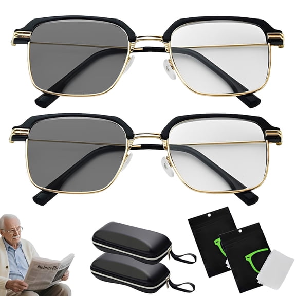 Smart Zoom Reading Glasses with Progressive Multi-Focus, Auto Focus Self Adjusting, Photochromic Lenses for Men & Women