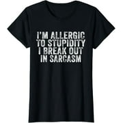 Smart and Sassy: Embrace Your Allergy to Stupidity with this Retro Sarcasm T-Shirt