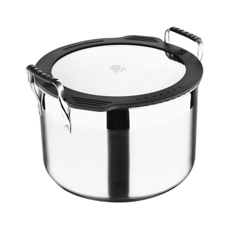 Smart by MasterPRO - 7.3 Qt Nesting Stainless Steel Stock Pot with Flat Glass Lid, 7.3 Quarts, Polished