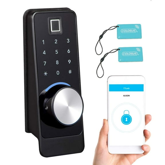 Smart door Lock Keyless Deadbolt Electronic Door Lock with App Control, Biometric Fingerprint Entry, Key Fobs (Black)