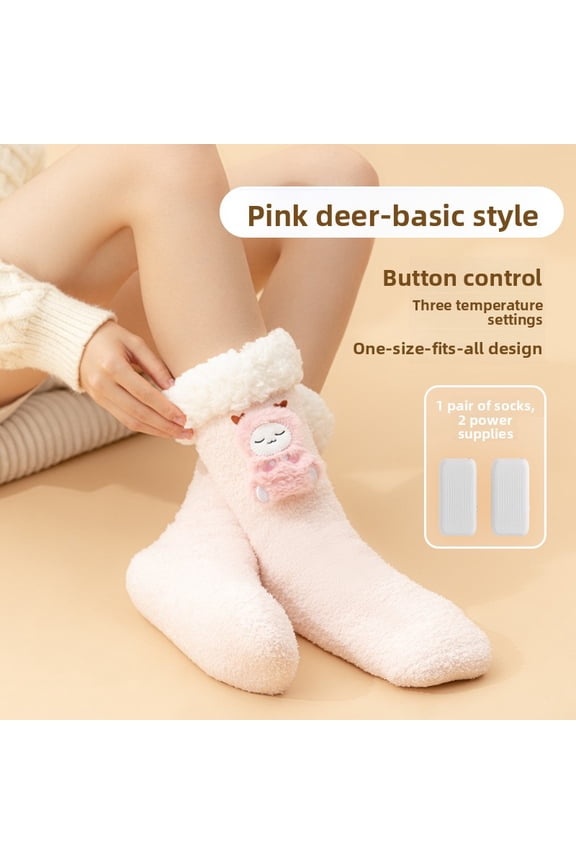 Smart electric heating socks, thick plush, fast heating, three-speed temperature adjustment, long-lasting battery life.