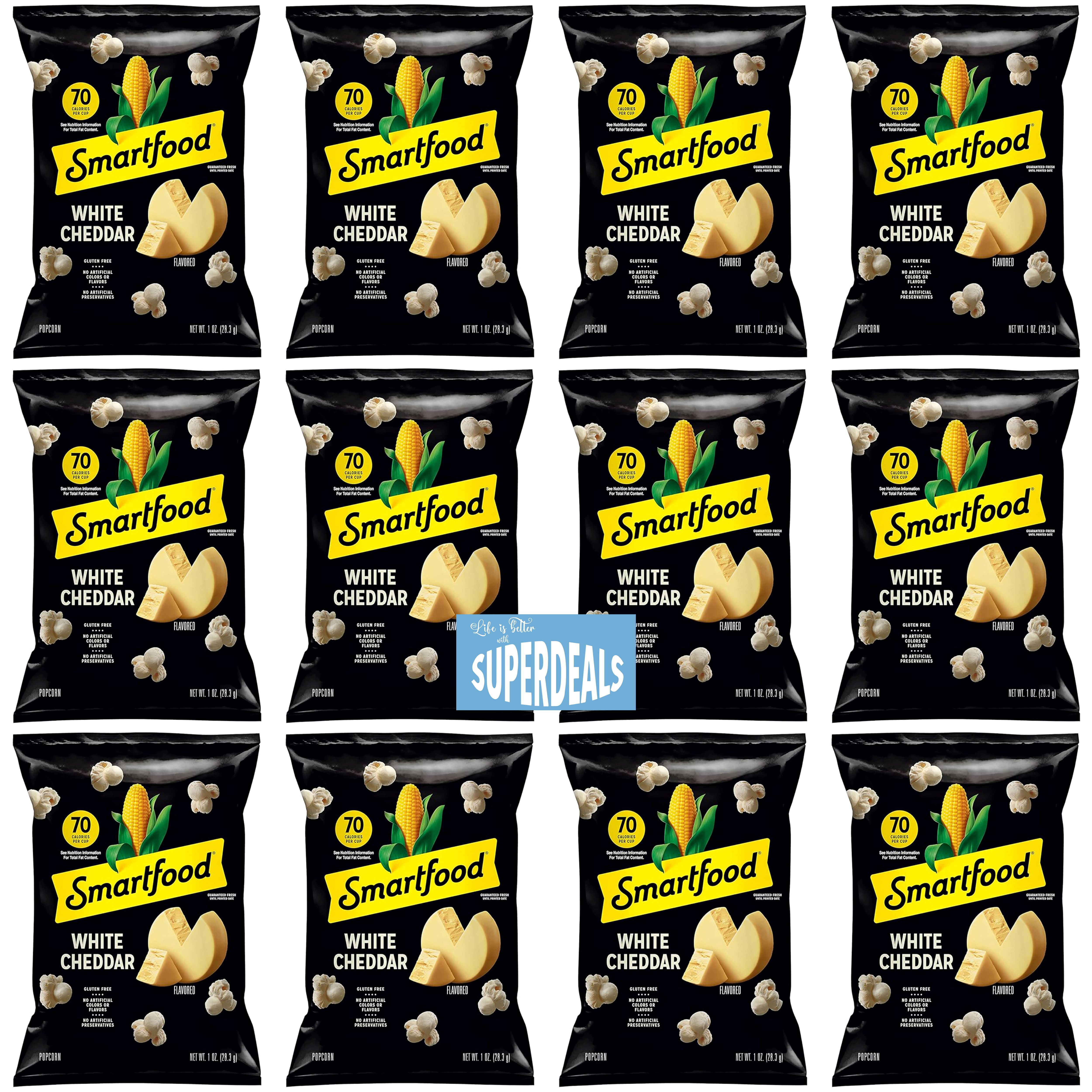 Smart food Popcorn, White Cheddar, 1 Ounce (Pack of 12) bundled by SUPERDEALS with Mystery Gift
