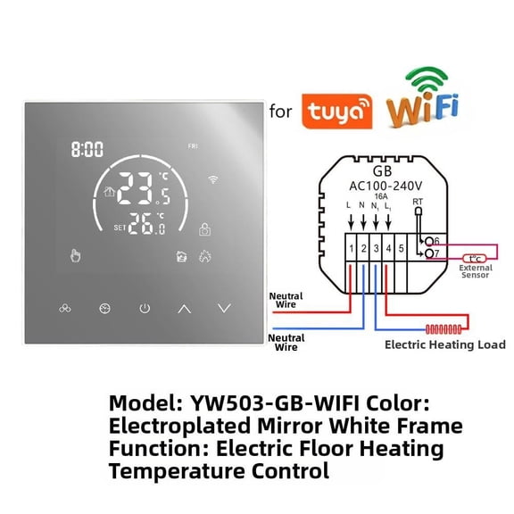 Smart for Tuya Thermostat with WiFi Control & Child Lock – for Heating