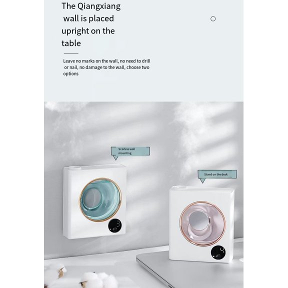 Smart full-automatic aromatherapy machine with 2 pieces of essential oil, wall mounted aromatherapy machine USB rechargeable essential oil diffuser, automatic spray, living room, bathroom and bedroom