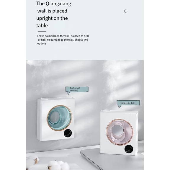 Smart full-automatic aromatherapy machine with 2 pieces of essential oil, wall mounted aromatherapy machine USB rechargeable essential oil diffuser, automatic spray, living room, bathroom and bedroom