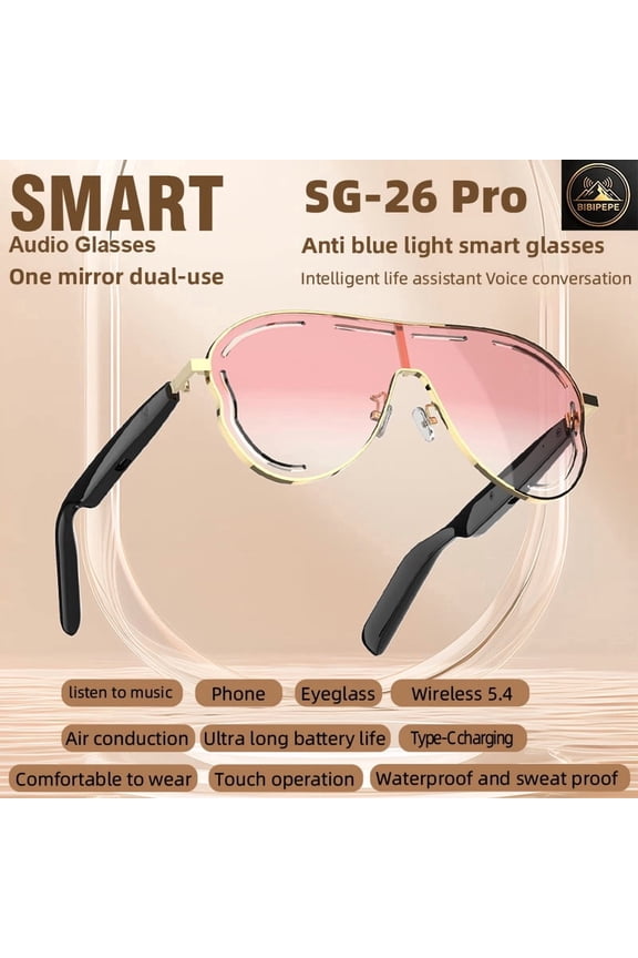 Smart Bluetooth Photochromic Waterproof Unisex Performance Sport Sunglasses, Red