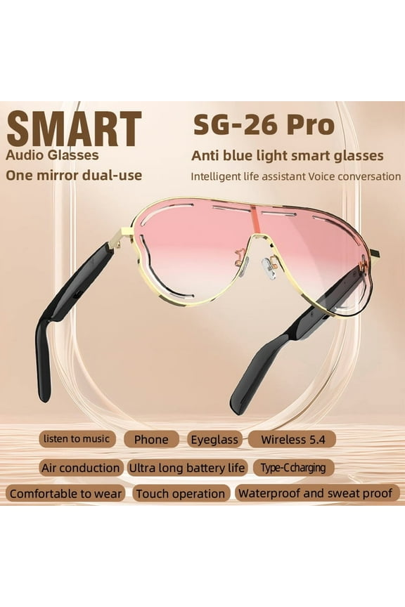 Smart glasses, Bluetooth communication, outdoor sports headphones, AI voice navigation, photochromic lenses, waterproof and UV-resistant smart sunglasses