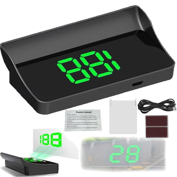 Smart in-Car Hud CoPilot Navigation Windshield Display GPS, Speedometer Bds, Heads up Real Time Speed 10hz Refresh USB Powered Auto Brightness Large Mph Digits Satellite Positioning,Green, 1pc