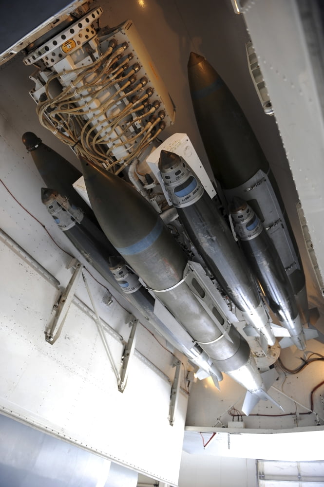 Smart munitions on an ejector rack of a B-1B Lancer Canvas Art - Stocktrek Images (23 x 34)