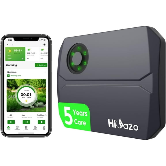 Smart s Controller 2.4GHz WiFi, Irrigation Easy Use App Enabled, 4 Zone + 16 Plans, Save Water Auto Skip Rain, Freeze & Wind, 10 Minutes Install (Deep Grey)