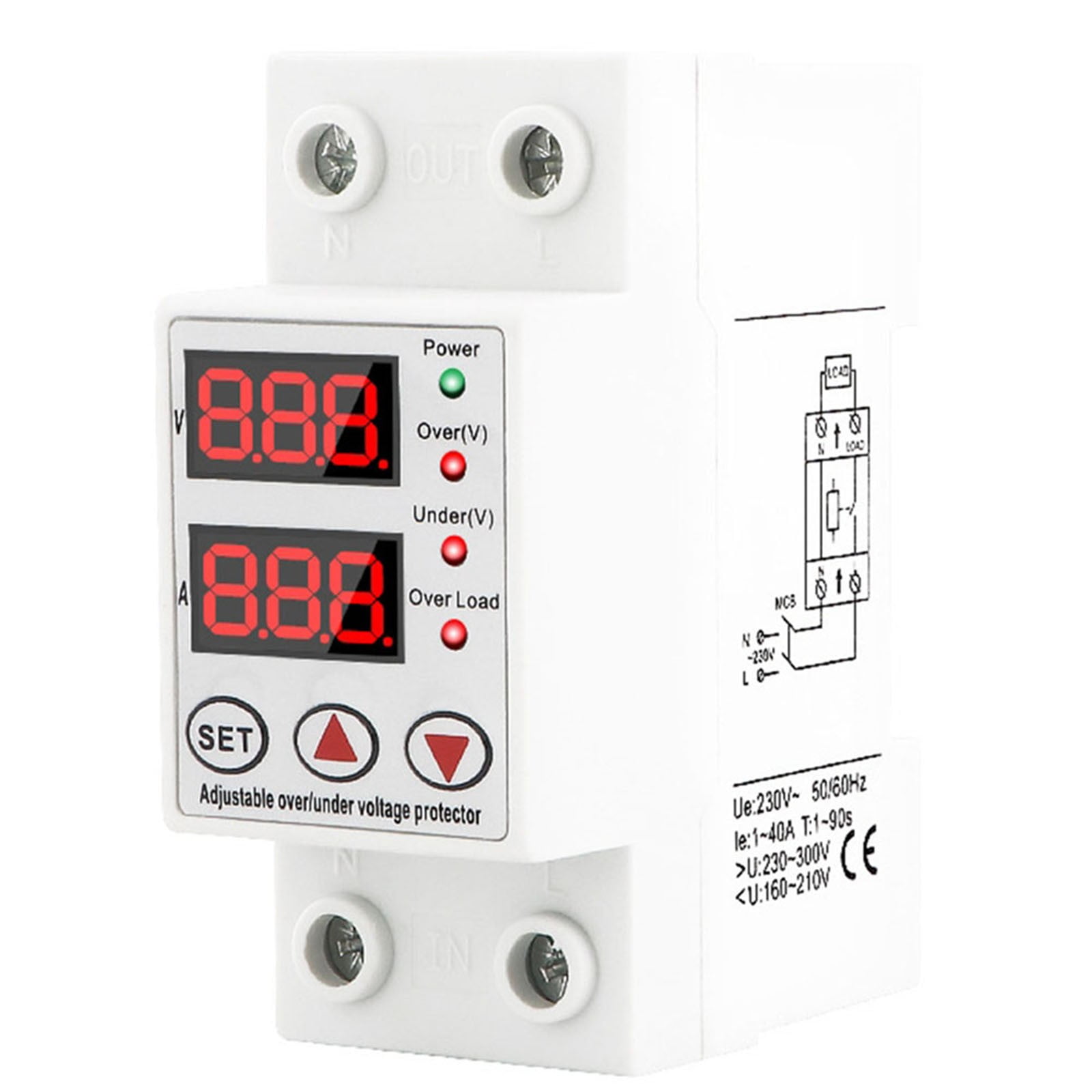 Smart self-reset over-under voltage protector adjustable overload protector 220V