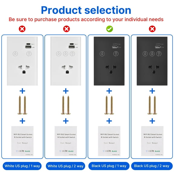 Smart socket,Remote Panel Voice Panel Switch App Usb Outlet App Voice 1 Way Tempered Type-c Usb Wifi Wall Wire Required Panel Usb Wall Switch Socket Wall Switch Usb Outlet