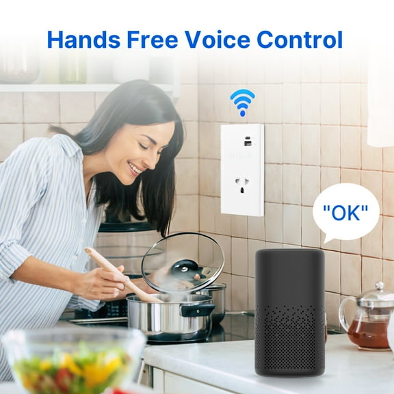 Smart socket,Wall Usb Way Outlet Wall Required Tempered Panel Outlet Wire Required Wall Switch Wifi Wall Socket Wall App Voice With Type-c Usb With Wall Switch With White plug 2 Way