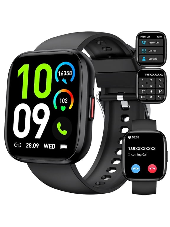 Smart Watch Fits for Android and iPhone, IP68 Waterproof Smartwatch for Women Men 100+ Sports Modes 1.85-inch Fitness Tracker, Smart Watch with Bluetooth Call(Answer/Make Calls), for Gift Black