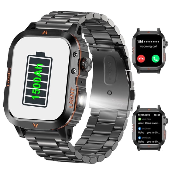 Sturdy and Durable Military Smartwatch Bluetooth Call(Answer/Make) 1500mAh 30 Day IP68 Waterproof Fitness Tracker Men Womens Watch for Android Ios