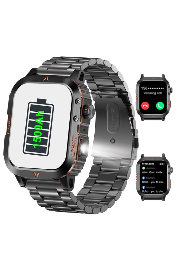 Sturdy and Durable Military Smartwatch Bluetooth Call(Answer/Make) 1500mAh 30 Day IP68 Waterproof Fitness Tracker Men Womens Watch for Android Ios