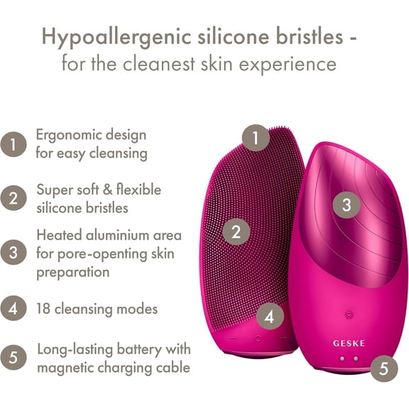 SmartAppGuided Sonic Thermo Facial Brush | 6-in-1 Skin Cleansing & Massager with Thermal Function for Deep Pore Cleaning